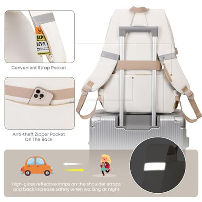 3PCS School Backpack For Student Women College Middle High Teen Girls Bookbag Waterproof Laptop Bag Beige Khaki - color: Beige Khaki