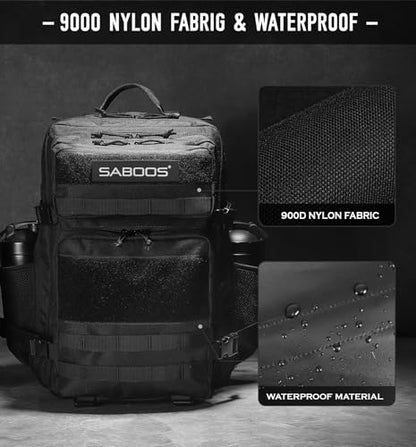 Military Tactical Backpack for Men 45L Molle Army 3 Days Assault Pack Bug Out Bag Water Resistant - color: Black 45l