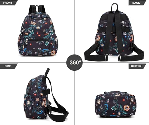Pealwel Mini Backpack Purse for Women,Small Nylon backpacks for Ladies Backpacks Women Anti Theft Travel Bag (Flower) - color: Flower