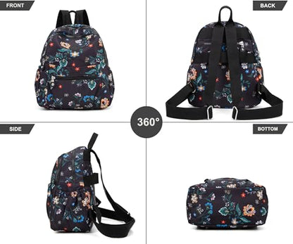 Pealwel Mini Backpack Purse for Women,Small Nylon backpacks for Ladies Backpacks Women Anti Theft Travel Bag (Flower) - color: Flower