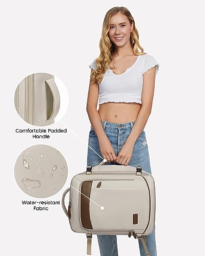 LOVEVOOK Carry on Backpack, 45L Large Travel Backpack for Women Men Airline Approved, Expandable Large Suitcase Backpacks With 4 Packing Cubes, Aer Travel Pack 3, Water Resistant Weekender Bag - color: Apricot, size: X-Large