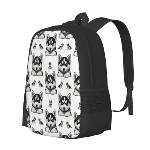 Wear Resistant Outdoor Backpack Husky Dog Printing, Big Capacity Adjustable Strap Rucksack Unisex Bag for Trekking Camping Daily Carrying - color: Design (404)