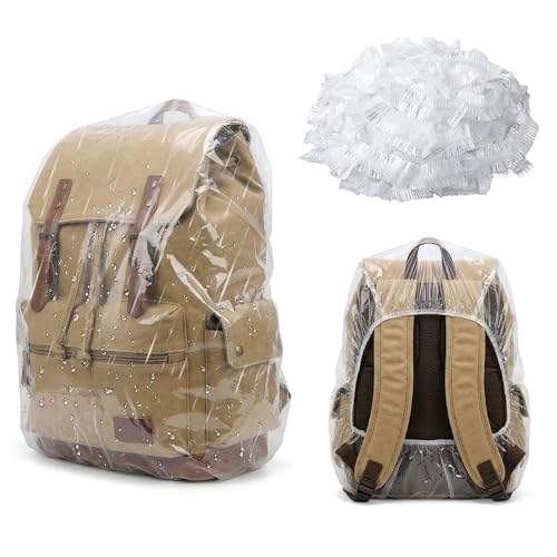 10 Pack Backpack Rain Cover Clear Waterproof Bag Cover for Backpack 15L-40L, Dustproof Backpack Cover for Air Travel, Hiking, Camping, Outdoor Essentials with Storage Box