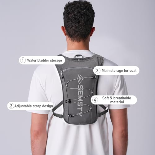 Running Vest for Women Men, 5L Hydration Vest with Dual 500ml Soft Flask, Lightweight Water Backpack, Adjustable Chest Straps Running Hydration Backpack for Running Cycling Hiking - color: Grey
