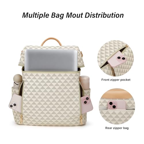 Makes Backpack Purse for Women PU Leather Travel Satchel Handbag Convertible Design Bag with Purse 2 Piece - color: Beige Yellow