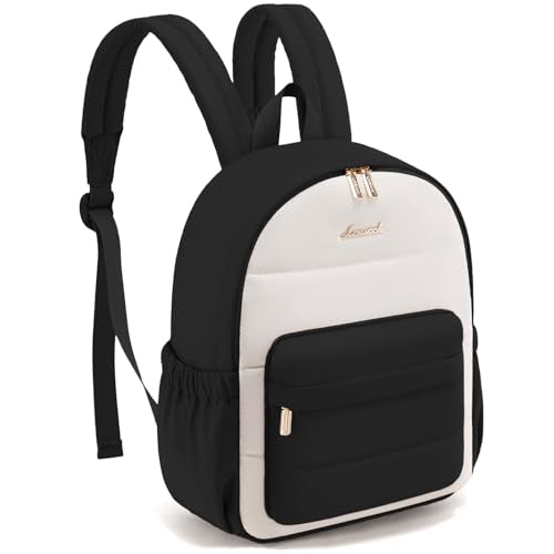 LOVEVOOK Mini Backpack Purse for Women, Small Puffer Lightweight Backpack, Casual Daily Daypack Purse for Women, back pack with Anti-theft Pocket for Travel-Black and Beige - color: Beige Black
