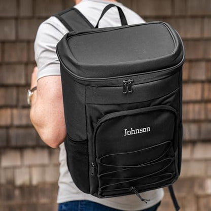 Personalized Cooler Backpack for Men, Custom Embroidered Backpack Cooler Bag, 30 Can Insulated Soft Cooler with Bottle Opener, Gift for Groomsmen Dad Husband, Black Blue Green - color: Black