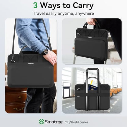 Smatree CityShield 16-17 inch Laptop Shoulder Bag, Sleeve Case with Hard Shell Accessory Pocket, Shoulder Strap, Handle, 360 Protective Case, Anti-Splash Computer Bag (MC03)