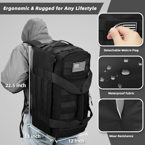 ZOMFELT Gym Bags for Men, 3-in-1 65L Large Sports Duffle Bag for Travel - size: Large
