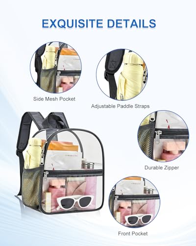Clear Backpack for Stadium Events, 12x12x6 Small Clear Plastic bag with Reinforced Straps for Game Security Festival Concert - color: Grey