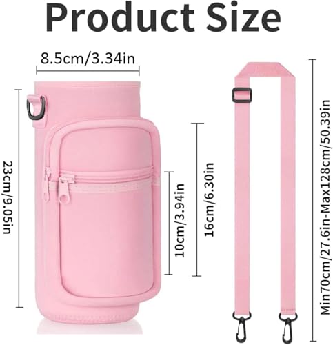 Water Bottle Holder with Strap, Insulated Crossbody Sling Bag, Carrier with Phone Pocket for Walking Hiking Camping Fishing - color: Pink, size: 40oz