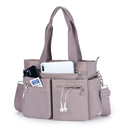 Tote Bag for Women Canvas Handbags for Woman Crossbody Bags with Multiple Pockets - color: Purple