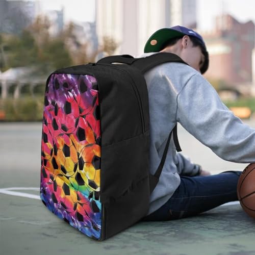 18.5in Basketball Backpack Basketball Bag with Shoe Compartment & Ball Holder, Waterproof Bag for Soccer Volleyball - color: Colorful Tie-Dye Football Print