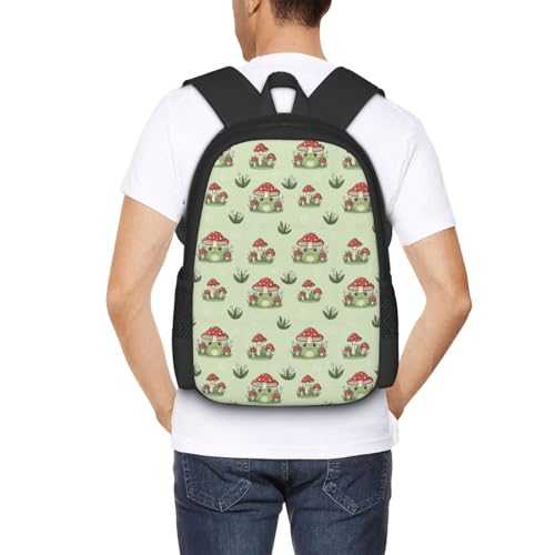 Sturdy Polyester Shoulder Pack Mushroom Frog Green, Anti Theft Spacious Camping Rucksack Casual Daily Bag for Men Women Fitness Outdoor Activity - color: Design (879)