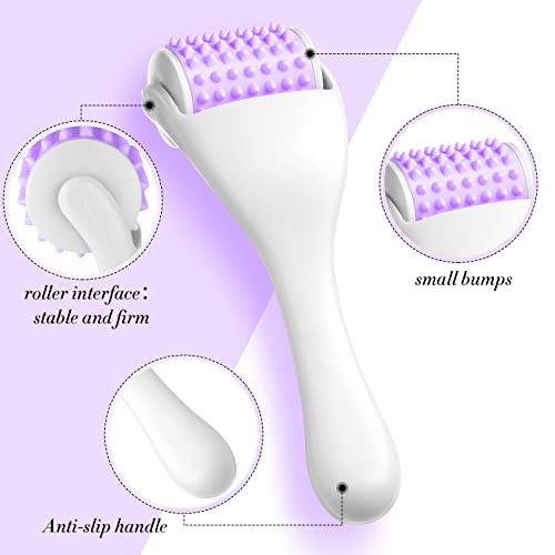 Tondiamo 2 Pcs Muscle Roller Gift Fascia Stick Cellulite Face Muscle Body Massage Roller Massage Tool for Relief Neck Arm Back Leg Body Deep Release(Purple,Silicone) - color: Purple, style: Silicone