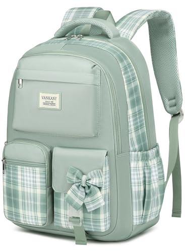 School Backpack for Teens, Girls Backpack for Middle High School Big Sthdent Cute Bookbag for Women Aesthetic School Bag (Green) - color: Green, size: 15.6in