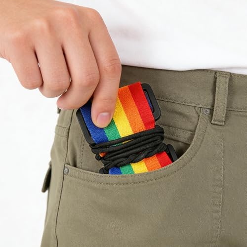 Multi Use Strong Adjustable Luggage Connector Straps for Suitcases,2 Pack Flexible Luggage Accessories Elastic Fastening Bag Strap (Rainbow) - color: Rainbow