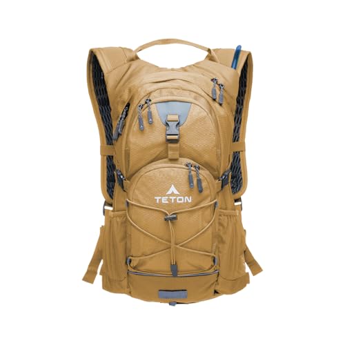 Teton Oasis/Trailrunner Hydration Backpack – Lightweight Water Pack with 2L/3L Bladder for Hiking, Running, Cycling, Biking 18L/22L Sizes – Sewn-in Rain Cover – Fits Men and Women - color: Buck Brown, size: 22 Liters