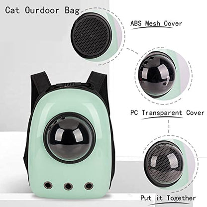 Pet Travel Carrier, Cat Dog Dome Space Capsule Bubble Backpack, Portable Waterproof Breathable Knapsack for Hiking, Traveling (Green 1) - color: Green 1