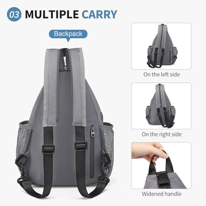 Crossbody Sling Bag with Water Bottle Holder, 8.3" Convertible Small Backpack Anti Theft Daypack, Chest Fanny Pack for Men Women, Grey - color: Grey