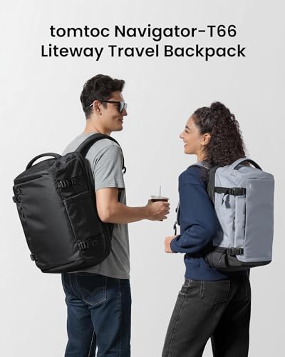 tomtoc Travel Backpack 40L, TSA Friendly Flight Approved Carry-on Luggage Hand Water-resistant Lightweight Business Rucksack, Durable Large Weekender Bag Daypack Fits 17.3 Inch Laptop - color: Black-ripstop, size: 40L