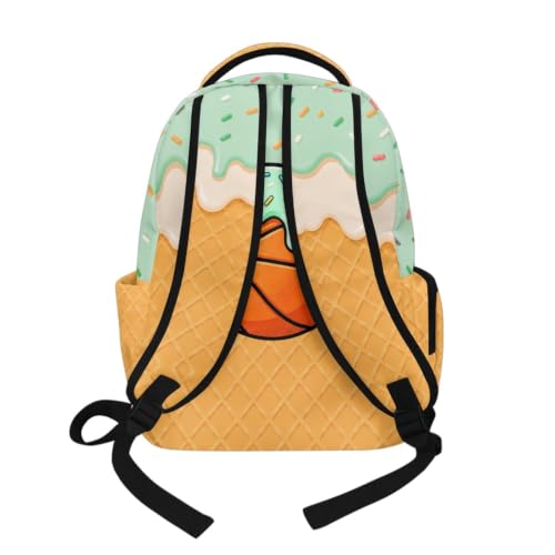 Suobstales Basketball Ice Cream Drip Print Kids Backpack 17 Inch Lightweight School Bag for Boys Girls, Multi-Pocket Travel Laptop Backpack Bookbag with Front Pocket for Elementary Middle School - color: Basketball Ice Cream Drip 1
