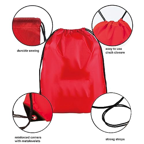 Drawstring Backpack Bulk 20 Pcs Draw String Backpack Bags DIY Gym Sports Traveling Yoga Cinch Bag Sackpack Drawstring (Red) - color: Red