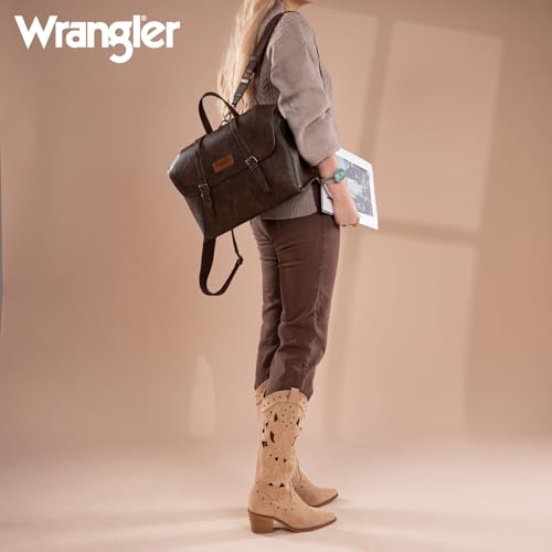 Wrangler Laptop Bag for Women Messenger Bag Briefcase Computer Backpack Convertible Satchel Bag - color: Coffee, size: 13 inch