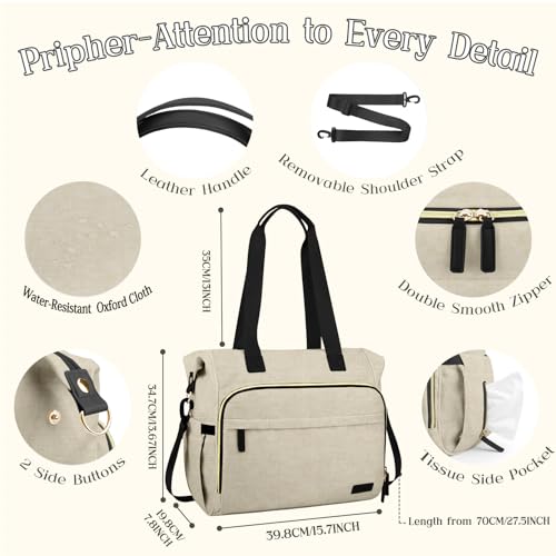 Diaper Bag Backpack Mommy Bag Large Capacity Diaper Backpack Travel Essential Baby Diaper Bag for Mom and Dad, Beige - color: Beige