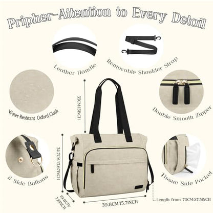 Diaper Bag Backpack Mommy Bag Large Capacity Diaper Backpack Travel Essential Baby Diaper Bag for Mom and Dad, Beige - color: Beige