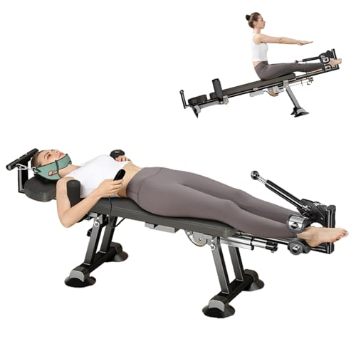Fitness Full Body Traction Bed, Massage Cervical Traction Table for Lumber Stretching, Portable Inversion Table Alternative, Back Decompression Bench Machine for Home (Electric High)