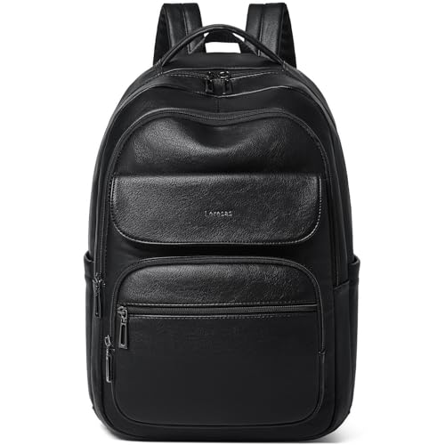 Leresas Backpack Purse for Women Mens Work Travel Teacher Back Pack Laptop Business Vegan Leather Backpack Fashion College Computer Bag Black - color: Black