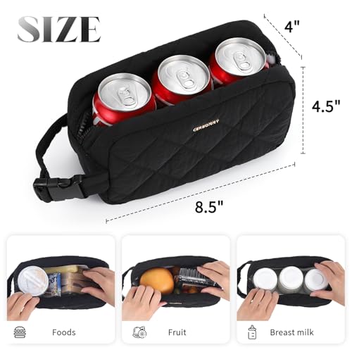 Freezable Lunch Bag,Freezable Snack Bag,Mini Cooler Bag for Travel/Work/School,Small Insulated Bag,Small Cooler Lunch Box with Ice Packs,Insulated Snack Bag,Freezable Snack Box with Handle Buckle - color: S-Black