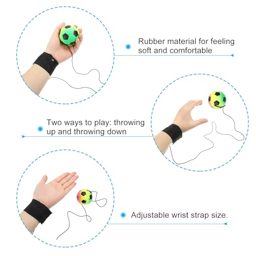 1pc Green Soccer Ball Wrist Return Ball - Adjustable Bounce Back with String, Rubber Elastic Rebound Finger Exercise Toy Activity