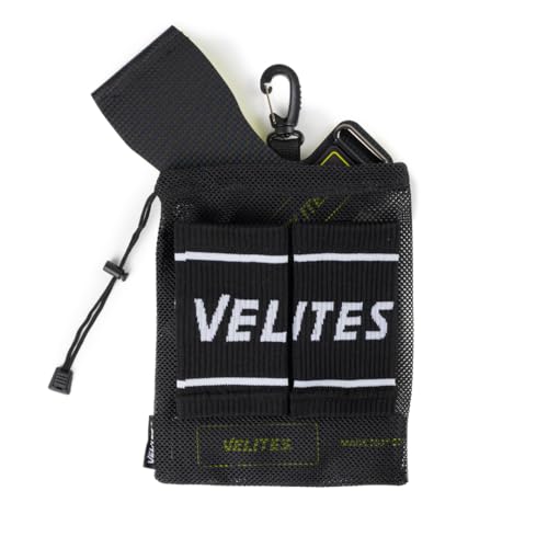 Velites - Official Crossfit® Games Quad Ultra Grips - No Chalk and Smooth Bars - Wristbands and Carry Bag Included - Pull-ups, Muscle-ups and Toes to bar - color: Black, size: Medium