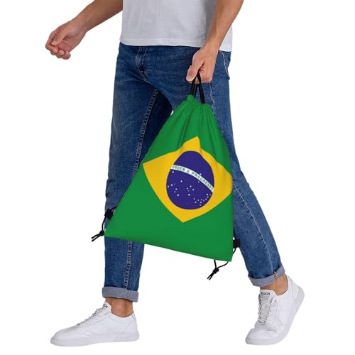Brazil Flag Drawstring Bag Sport Gym Backpack Beach Travel Sack Draw String Yoga Bag For Men Women - color: Brazil Flag