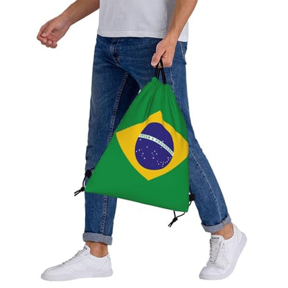 Brazil Flag Drawstring Bag Sport Gym Backpack Beach Travel Sack Draw String Yoga Bag For Men Women - color: Brazil Flag