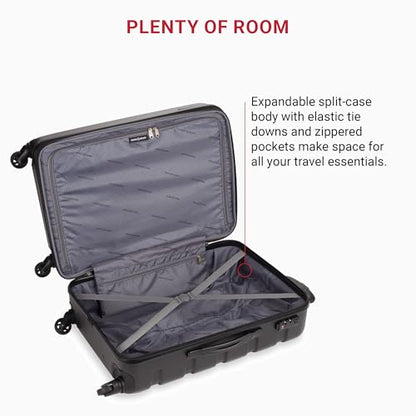 SwissGear 7366 Signature Hardside Expandable Luggage with Spinner Wheels, TSA Lock, Black, Checked-Medium 23-Inch - color: Black, size: Checked-Medium 23-Inch