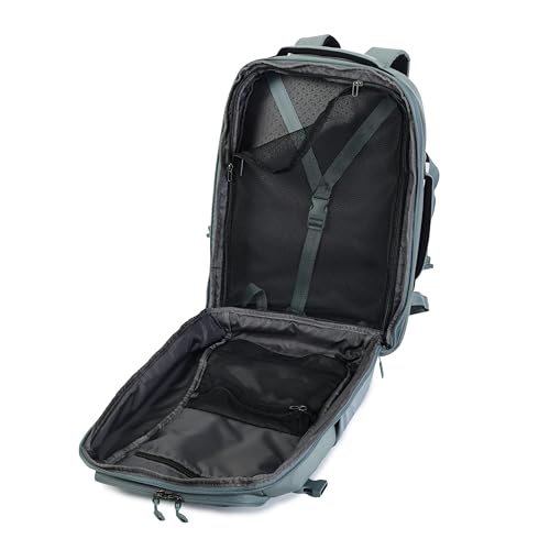 Hedgren TRIP LARGE Travel Backpack – Expandable, Water-Repellent RPET, Carry-On with RFID Protection, Laptop & Clothing Compartments, Rain Cover & Smart Sleeve - 36.2 L (Grey-Green) - color: Grey/Green