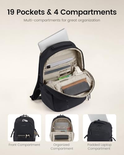 LOVEVOOK Laptop Backpack Women with Tumbler Holder, Work Travel Backpack - color: Black, size: 17 Inch