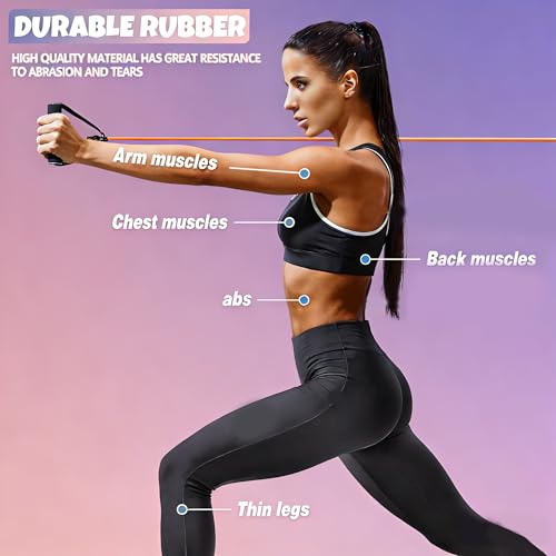 RitFit Single Resistance Exercise Band with Comfortable Handles - Ideal for Physical Therapy, Strength Training, Muscle Toning - Foam Padding Door Anchor and Starter Guide Included - size: 10-15lbs