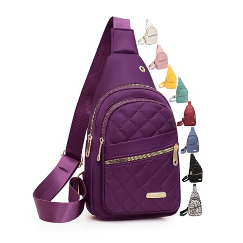 Crossbody Small Sling Backpack Sling Bag for Women Men, Chest Bag Daypack Crossbody for Travel Sport Running Hiking (Purple) - color: Purple