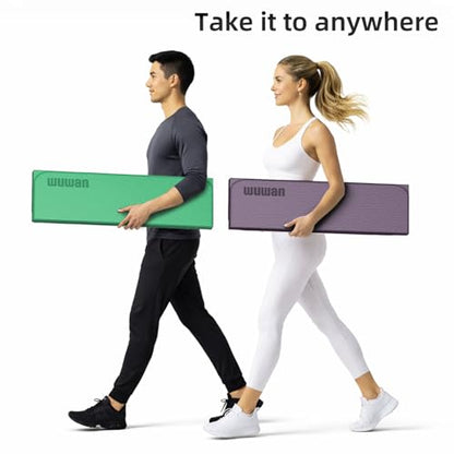 Folding Yoga Mat Extra Thick 0.4 Inch, Foldable Yoga Mat 75 x 26 Inches, TPE Exercise Mat, 7-Panel Non Slip Cushioned Fitness Mat for Yoga, Pilates, Stretching, Home Workout - color: Green