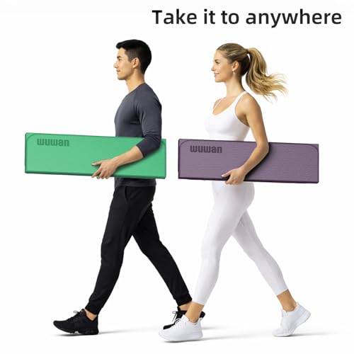 Folding Yoga Mat Extra Thick 0.4 Inch, Foldable Yoga Mat 75 x 26 Inches, TPE Exercise Mat, 7-Panel Non Slip Cushioned Fitness Mat for Yoga, Pilates, Stretching, Home Workout - color: Orange