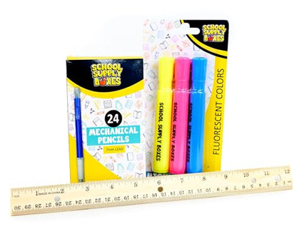 School Supply Boxes | 17" (Black or Clear) Backpack Bundle for (Elementary, Intermediate, or High School) (High School Pallet (180 Pack), Clear) - color: Clear, style: High School Pallet (180 Pack)