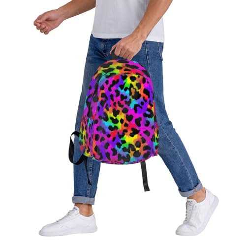 cfpolar 17 Inch Backpack Rainbow Leopard Animal Laptop Bag Shoulder Bag School Bookbag Casual Daypack For Boys Girls,A-14 - color: D-14