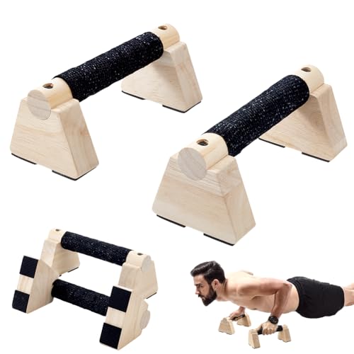 AHANDMAKER Wooden Parallettes Bars for Handstand Training in Natural Bisque Calisthenics Equipment Push Up Bars Dip Stands for Home Gym Strength Training Men Fitness Essentials - size: 20x8.7x7.95cm