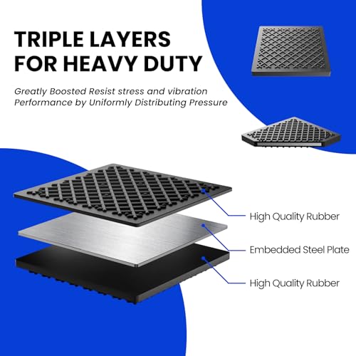 Exercise Equipment Mat 5.11x5.11x0.55in 6pcs, Heavy Duty Thick Steel Embedded Rubber Mat, Anti Slip/Noise Reduction/Vibration Resistance, Treadmills Equipment Pads, Used for Carpets, Wooden Floors - size: 5.11''x5.11''-6pcs
