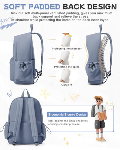 BJLFS Dark Blue Backpack for School Women Girls, Waterproof Bookbag Cute High School Backpackss for Men Teen Boys, Lightweight Travel College Backpack Mochilas Escolares para Casual Daypack Rucksack - color: Blue
