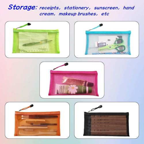 5 Pack Small Mesh Zipper Pouch Bags for Purse & 5 Pack Mesh Pencil Pouches, Mini Purse Organizer Pouches, Small Travel Toiletry Pouch Bag, Diaper Bag - color: Mix (A5+B7)
